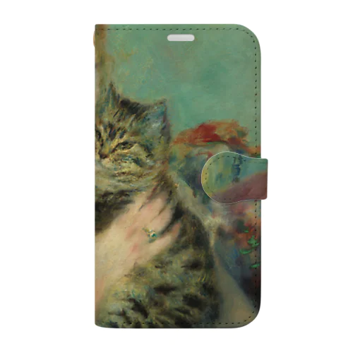 ルノワール「猫を抱く女性」　ピエール＝オーギュスト・ルノワールの絵画【名画】 Book-Style Smartphone Case