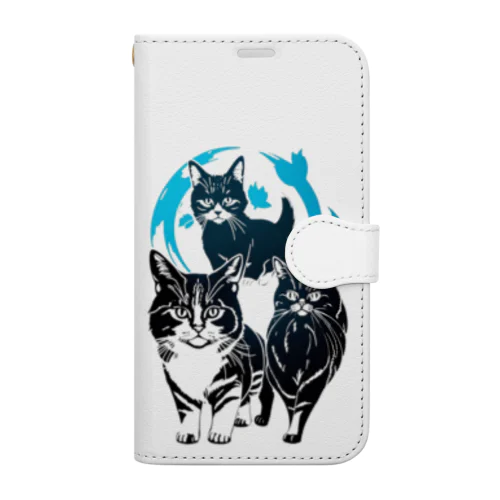 イラスト　猫 手帳型スマホケース