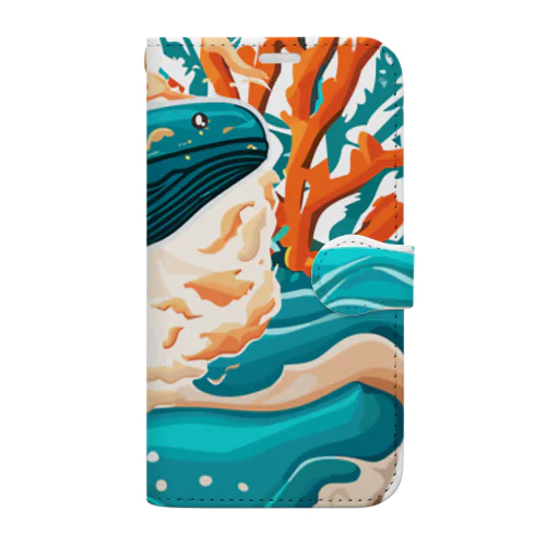 ダイナミックに飛ぶクジラちゃん Book-Style Smartphone Case