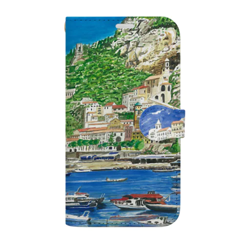 イタリアの港の風景 Book-Style Smartphone Case