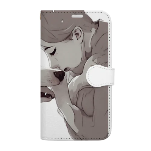 ほっこり暖かまるワンちゃんと主人 Book-Style Smartphone Case
