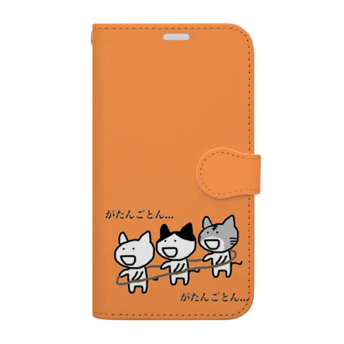 電車ねこオレンジ Book-Style Smartphone Case