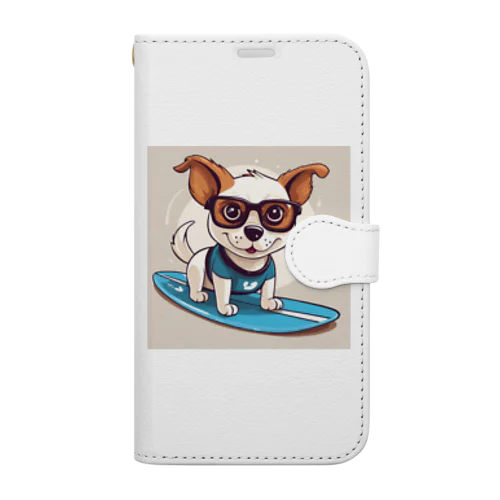 サーフィン犬 手帳型スマホケース