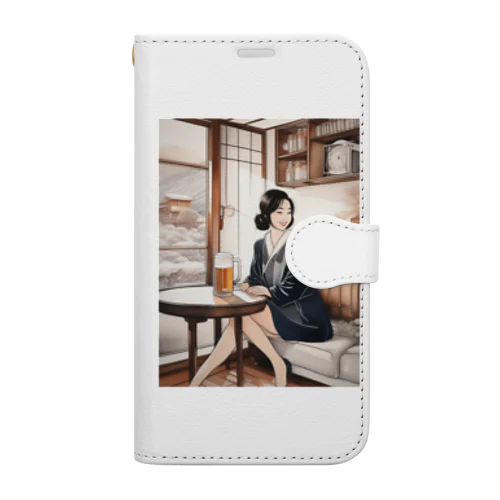 日本人女性冬ビール Book-Style Smartphone Case