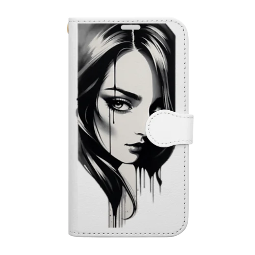 悲しき女性の黒い涙 Book-Style Smartphone Case