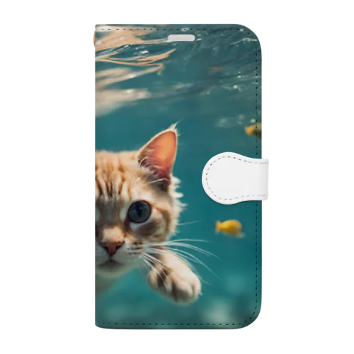 泳ぐ猫 Book-Style Smartphone Case