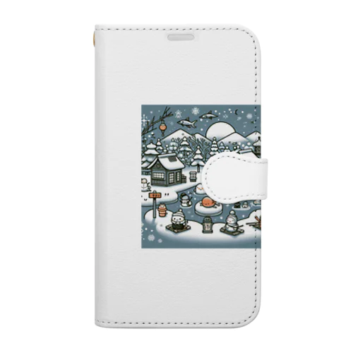 雪の日の友達 Book-Style Smartphone Case