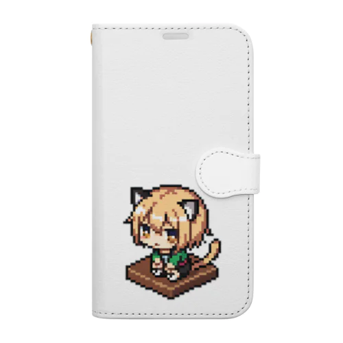 ドット絵猫耳女子 手帳型スマホケース