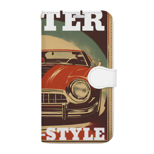 レトロスタイルポスター（自動車） Book-Style Smartphone Case