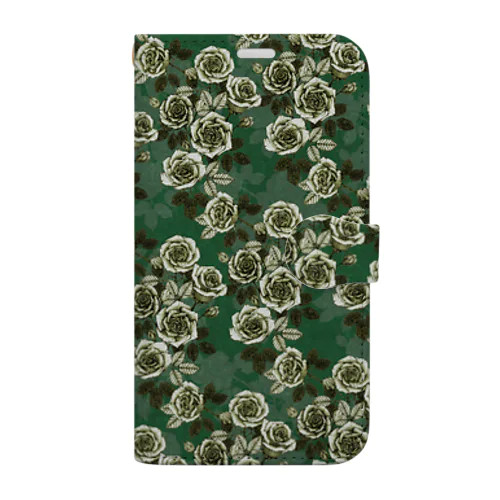 バラの庭 フォレストグリーン Book-Style Smartphone Case