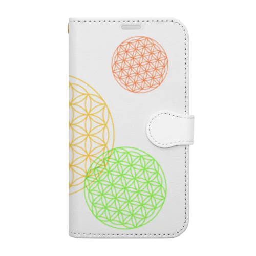 フラワーオブライフ【幸運、運気アップ】Google Pixel 8、8a、Androidスマホケース、ビタミンカラー] Book-Style Smartphone Case