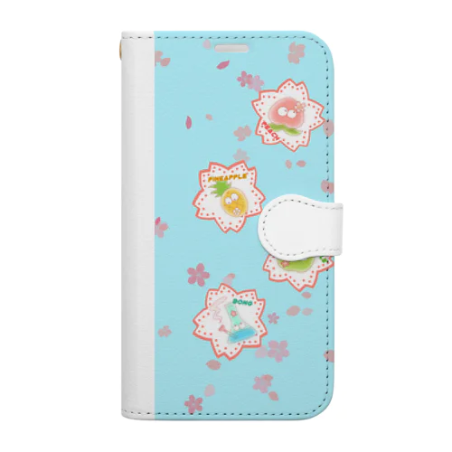 桜×フルーツ 手帳型スマホケース