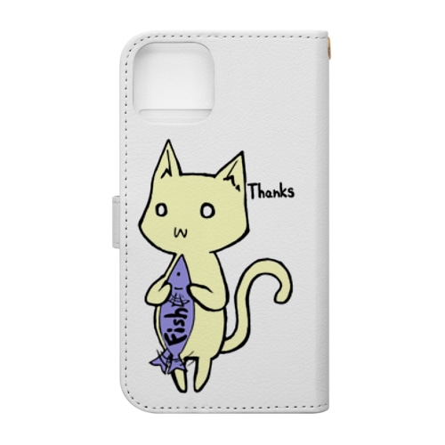  ぴちねこ。英語ver～ぴちぴちした魚を持ったねこ～ Book-Style Smartphone Case