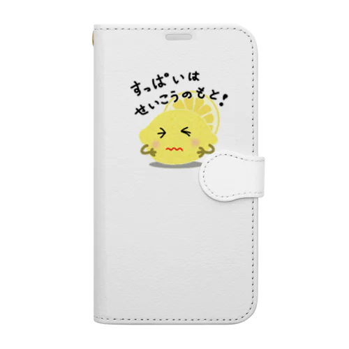 レモン　すっぱいはせいこうのもと　ロゴTシャツ 手帳型スマホケース