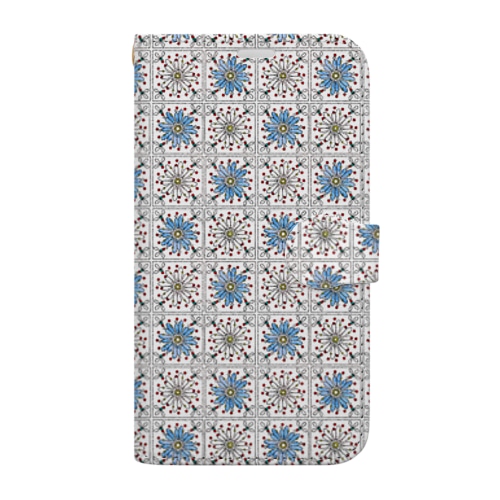 モロッコタイル風（ブルー） Book-Style Smartphone Case