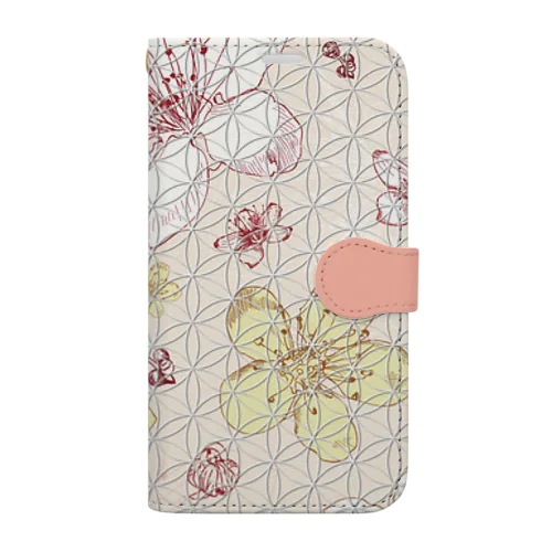 フラワーオブライフ 桜の花柄A [ピンク] Book-Style Smartphone Case