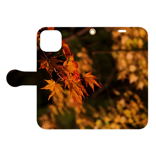 ライトアップ紅葉 - Japanese maple(night shot) - Book-Style Smartphone Case