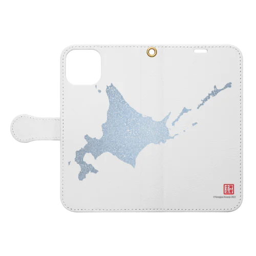 北海道_TextMap_青色グラデーション Book-Style Smartphone Case