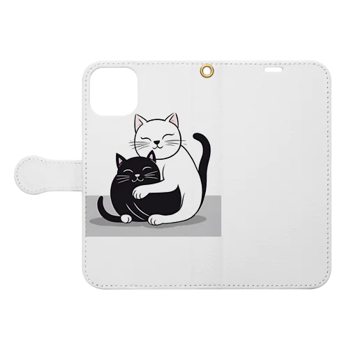 抱き合う猫 Book-Style Smartphone Case