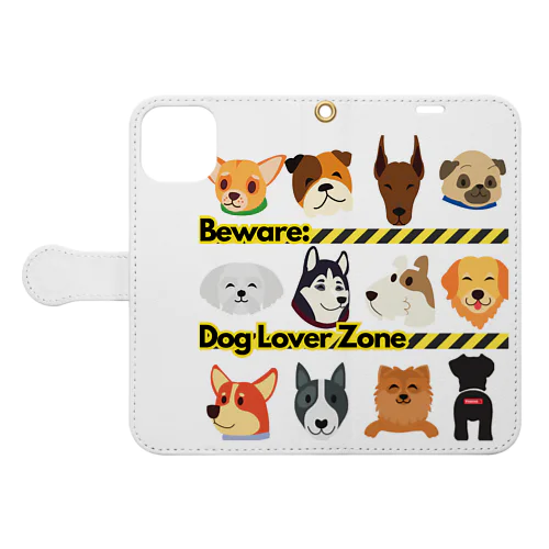 Beware: Dog Lover Zone 手帳型スマホケース