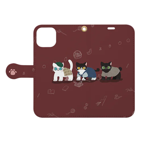 秋を堪能ねこ。 Book-Style Smartphone Case