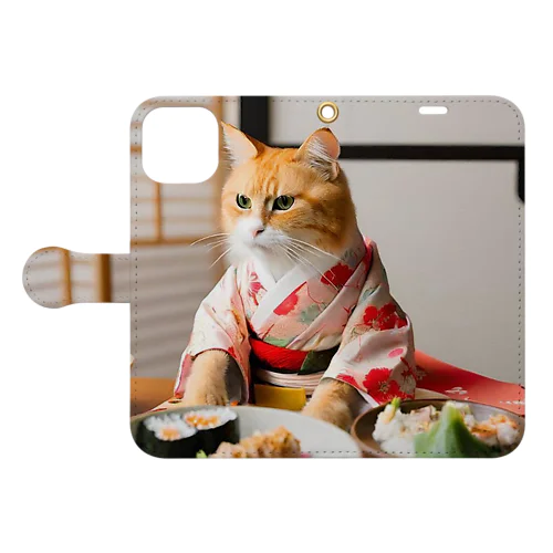 猫と着物の美しさ Book-Style Smartphone Case