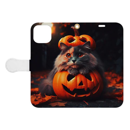 ハロウィン🎃仮装にゃんこ🐱 Book-Style Smartphone Case