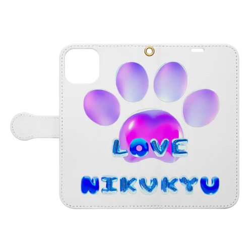 LOVE NIKUKYU -肉球好きさん専用 ブルーピンクバルーン - 手帳型スマホケース