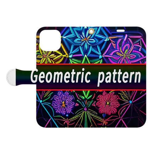 花の幾何学模様　Geometic pattern flower 手帳型スマホケース