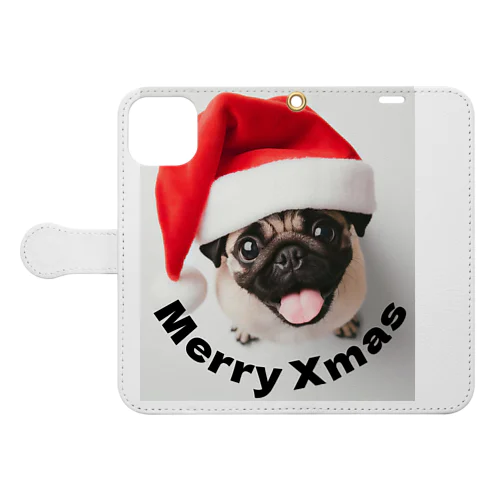 Xmas Pug 手帳型スマホケース