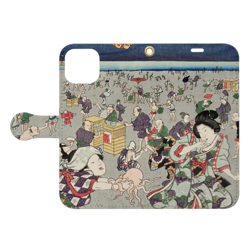 タコ　明石浦汐干狩図 / Akashiura clam digging  Book-Style Smartphone Case