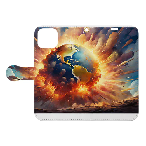 惑星が地球に落下、そして大爆発のグッズ Book-Style Smartphone Case