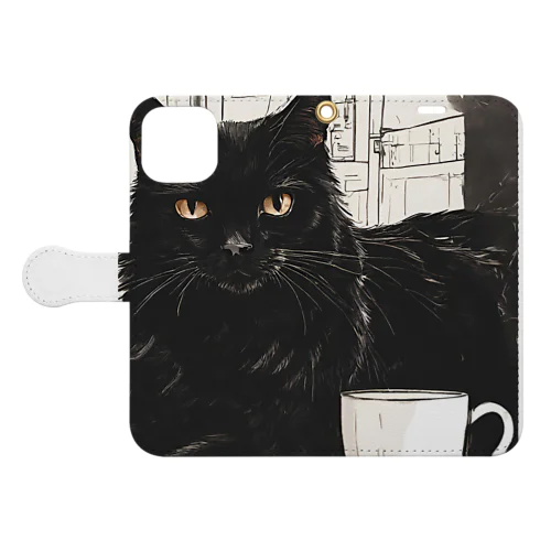 黒猫とコーヒー③ Book-Style Smartphone Case