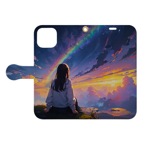 Rainbow Journey　〜刹那にかかる七色の架け橋の旅〜　No.1「どこかで誰かの涙が止んだ」 Book-Style Smartphone Case