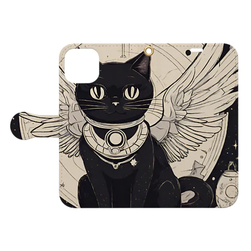 宇宙黒猫キョロちゃん(ノスタルジー) Book-Style Smartphone Case