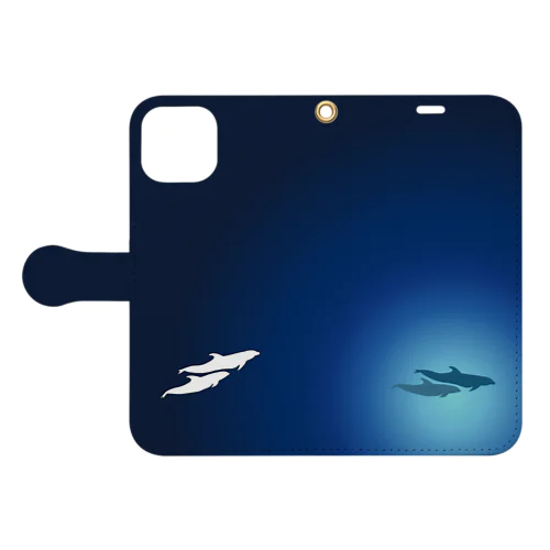 🔵心の癒し・°. ✶ two dolphin  Book-Style Smartphone Case