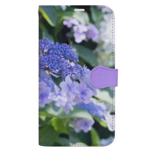 花フォト(アジサイ/紫） Book-Style Smartphone Case