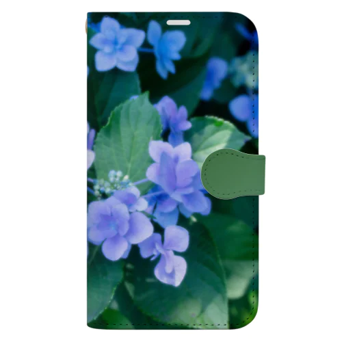 花フォト(アジサイ/緑） Book-Style Smartphone Case