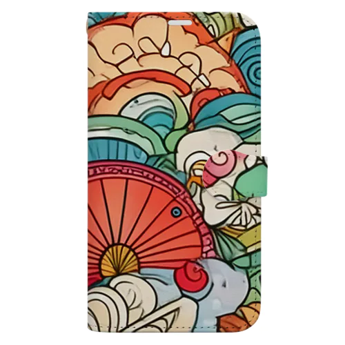 彩り豊かな華模様 Book-Style Smartphone Case