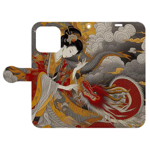 赤龍を従えた女神 Book-Style Smartphone Case