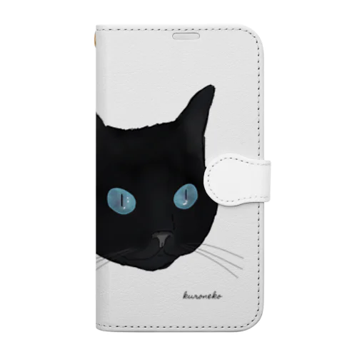 青い瞳の黒猫 Book-Style Smartphone Case
