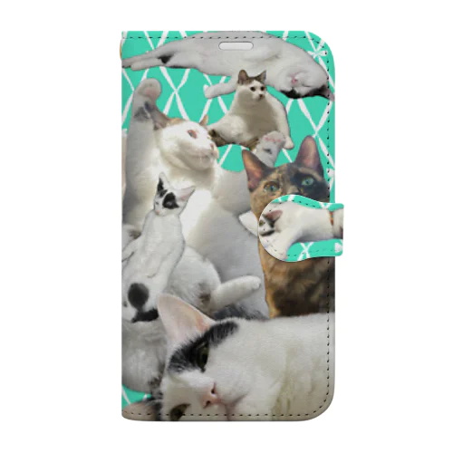 猫まみれ Book-Style Smartphone Case