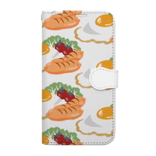 目玉焼きプレートスマホケース Book-Style Smartphone Case