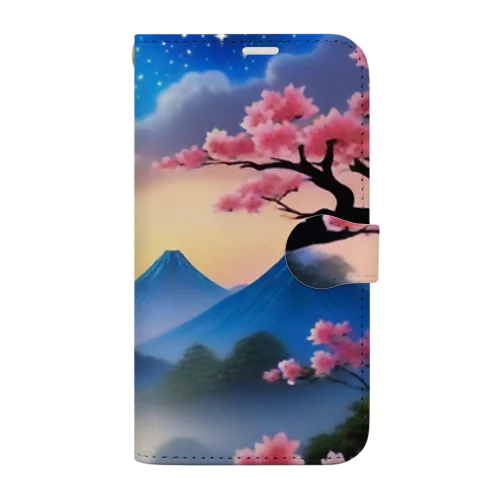 桜と黒猫 Book-Style Smartphone Case