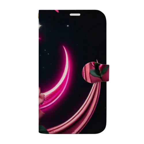 RetrowaveFlower-薔薇- Book-Style Smartphone Case