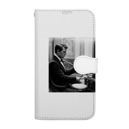 ビンテージ風いろんな楽器演奏 Book-Style Smartphone Case