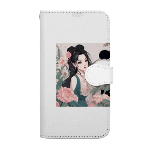 美女とパンダ Book-Style Smartphone Case