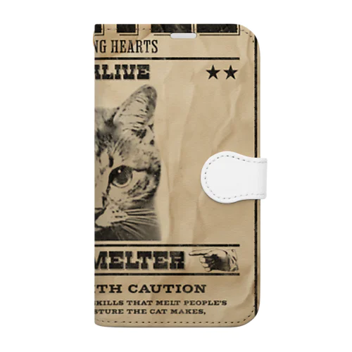 WANTED ハート泥棒（舌をだす猫） Book-Style Smartphone Case