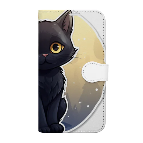 黒猫ちも３ 手帳型スマホケース