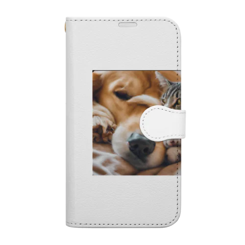 犬猫寄り添い〜癒やし〜 Book-Style Smartphone Case